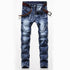 Men's Jeans Washed Basic Mid Waist Jeans Elasticity Straight Pants